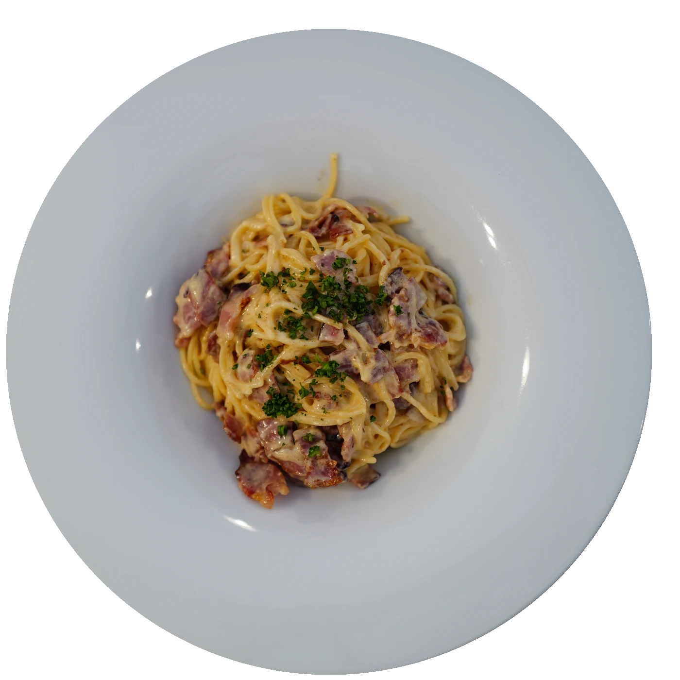Carbonara traditionnelle, vue de dessus